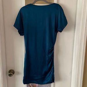 Peacock Blue silk Banana Republic ruched mini dress